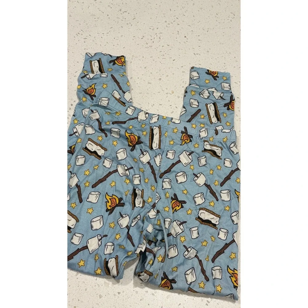 Little Snuggles Kids Smores Bamboo Viscose Pajama Set Blue 6T Campfire Print